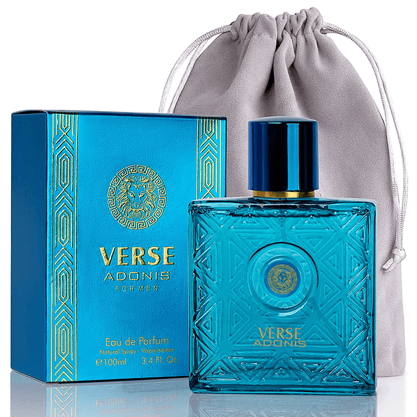 Verse Adonis for Men - 3.4 Fl. Oz. 100Ml Men'S Perfume Carrying Pouch - Refreshing Combination of Woody Floral & Fruity Scents
